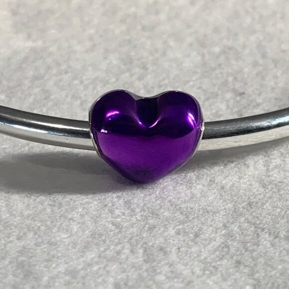 NEW Authentic Pandora METALLIC PURPLE Heart Charm 20137741 / Pandora Bracelet - Picture 6 of 7